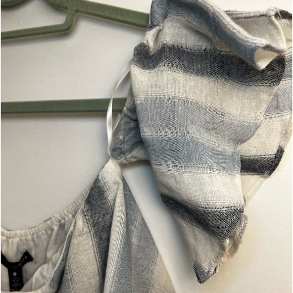 Aqua Linen Off The Shoulder Dress - Picture 4 of 8